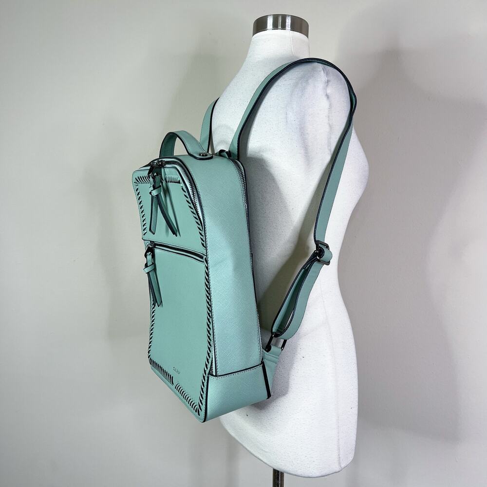 Calpak | Kaya 15in Aqua Pastel Mint Green Blue Faux Leather Laptop Backpack Bag - Picture 6 of 10